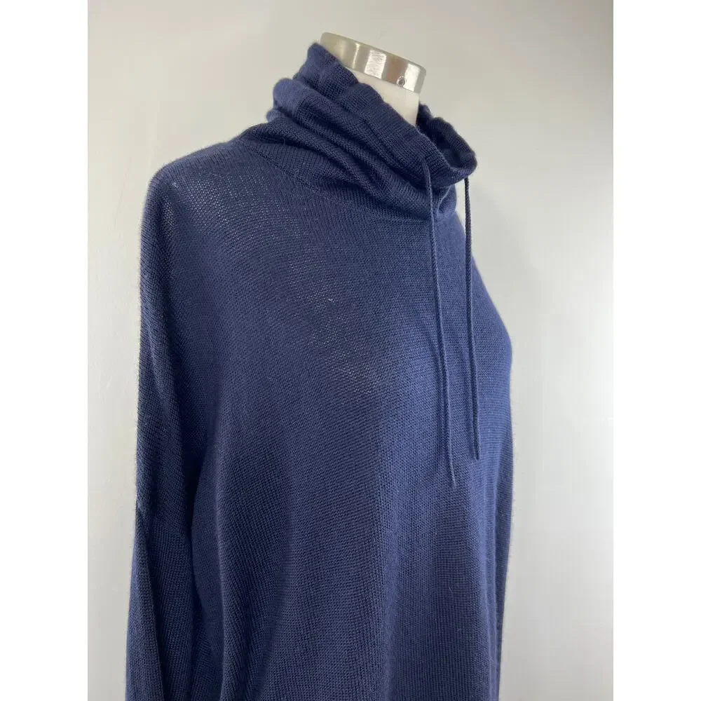Icebreaker NOVA Navy Blue Drawstring Cowl Neck Merino Wool Sweat Sweater S Small